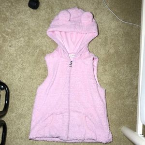 pink fuzzy vest with ears